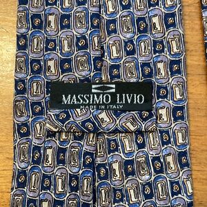 Massimo Livio Blue Geometric Silk Tie